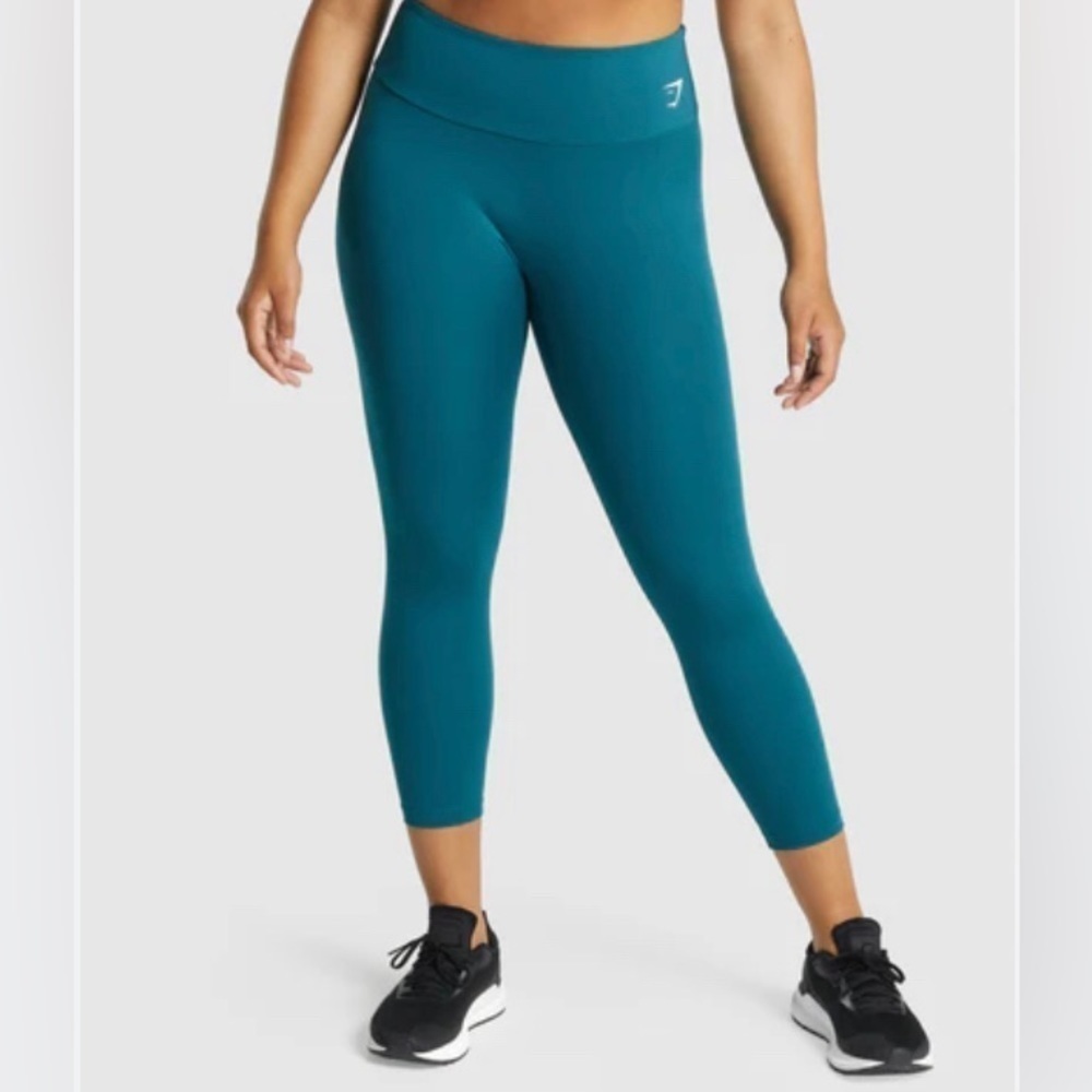 GYMSHARK  Sz L Emerald Kelly Green High Rise Comfort Waist 7/8 Length Leggings
